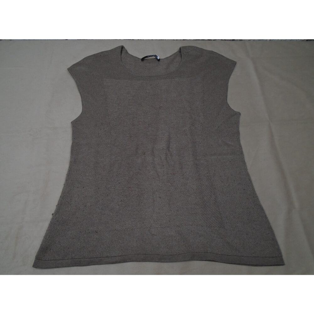 Womens Biancalancia Tan Knit Sweater Vest Sleeveless Silk Size 46 Made In Italy